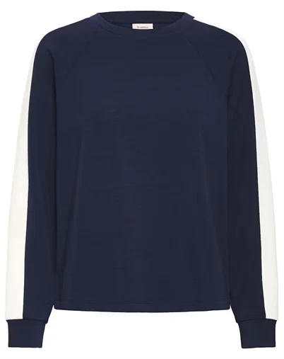 Fransa - FRAurora Sweatshirt - Navy W. White Contrast